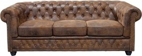 Canapea clasica stil englezesc Chesterfield 3 locuri maro antic