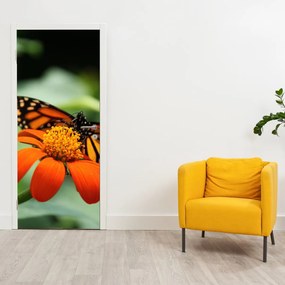Fototapet pentru ușă - Fluture și floare (95x205cm)