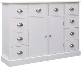 284175 vidaXL Servantă cu 10 sertare, alb, 113 x 30 x 79 cm, lemn