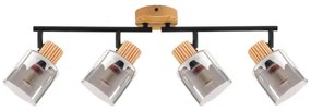 Brilagi - Lampă spot HYGGE 4xE14/15W/230V lemn de cauciuc/fumuriu