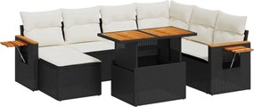 vidaXL Set mobilier de grădină cu perne, 8 piese, negru, poliratan
