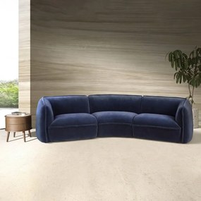 Canapea 3 locuri modern LUX, tapitat cu catifea Albastru inchis