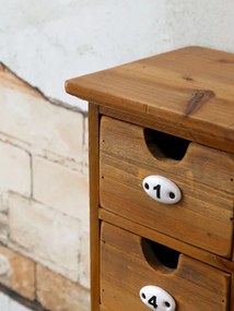 Organizator de birou cu 9 sertare, cu numere ceramice, aspect vintage