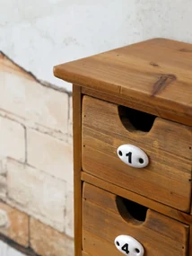 Organizator de birou cu 9 sertare, cu numere ceramice, aspect vintage