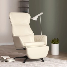 Fotoliu de relaxare cu suport picioare, crem, piele ecologică