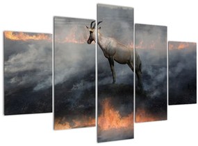 Tablou cu capră de munte în foc (150x105 cm)