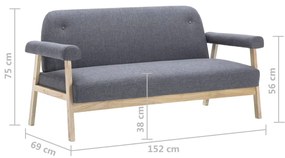 Set canapele de 5 persoane, 2 piese, gri inchis material textil Morke gra, 2 locuri + 3 locuri