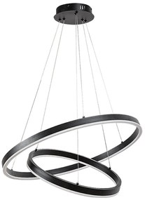 Lustra LED cu telecomanda cu 2 inele metal negru Isaure