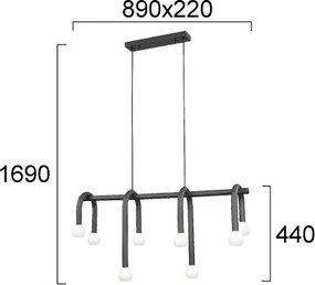 Candelabru suspendat pe cablu DELORI, 8xG9/28W/230V, negru