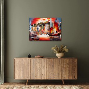 Tablou - Victoria Harbour, Hong Kong, pictură în ulei (70x50 cm)