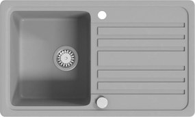 vidaXL Chiuvetă bucătărie granit, bazin unic cu scurgere, reversibilă, gri