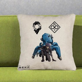 Perna Personalizata Ghost in the Shell Motoko si Tachikoma, 40x40 cm, Bej Canapea, Husa Detasabila, Perna Inclusa, BEKZ®