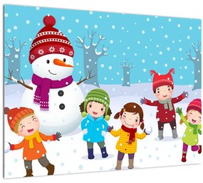 Tablou - Bucurii de iarnă pentru copii (70x50 cm)