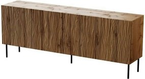 Comoda JUNGLE, stejar wotan/negru, PAL laminat/metal, 190x42x75 cm