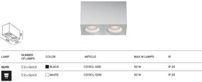 Corp aplicat cu 2 spoturi design tehnic Slim alb