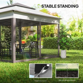 Outsunny pavilion pliabil cu pereți laterali, gri, 3,25 x 3,25 x 2,7 m | Aosom Romania