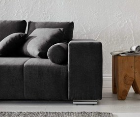 Canapea extensibilă dumonde cu ladă de depozitare si sezut confortabil din spuma high-density, Marbela Enjoy Black XXL 295x100 cm cu taburet inclus