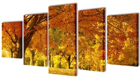 Set tablouri din pânză cu imprimeu arțar, 100 x 50 cm