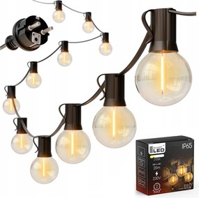 Ghirlandă LED decorativă pentru exterior, 20 x soclu E12, 1 W, 230 V, 20 m, IP65, neagră