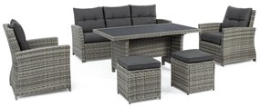 Set mobilier de grădină gri din ratan artificial pentru 6 persoane Ariel – Bizzotto