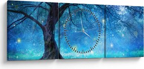 Tablou - Pădure mistică (cu ceas) (90x30 cm)