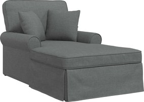 vidaXL Chaise Lounge cu fustă cu pernă 3 pcs Gri închis țesătură