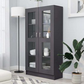 802761 vidaXL Dulap cu vitrină, gri, 82,5 x 30,5 x 150 cm, PAL