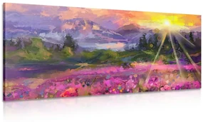 Tablou pictură în ulei peisajul multicolor