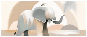 Tablou - Elefant în culori pastel (120x50 cm)