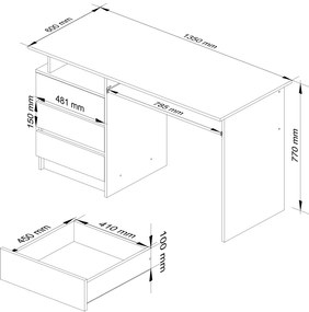 Masă PC Bronte (stejar sonoma + Alb). 1068703