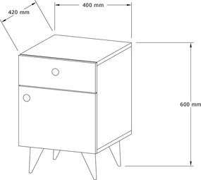 Noptiera Pila pentru dormitor,culoare nuc,60 cm