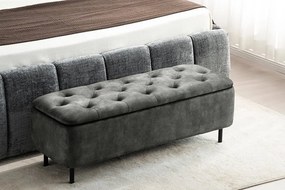 Bancheta cu spatiu de depozitare Catifea Verde inchis, EN VOGUE 120cm