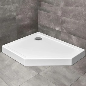 Cadita dus pentagonala Radaway Doros PT E Compact 100x90 cm acril alb stanga