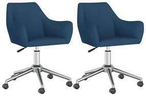 330943 vidaXL Scaune de bucătărie pivotante, 2 buc., albastru, textil