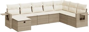 vidaXL Set canapele de grădină, 8 piese, cu perne, bej, poliratan