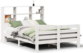 vidaXL Cadru de pat fără saltea, alb, 160x200 cm, lemn masiv pin