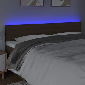 Tablie de pat cu LED, maro inchis, 180x5x78 88 cm, textil 1, Maro inchis, 180 x 5 x 78 88 cm