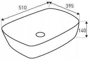 Lavoar ceramic KR-640 cu design 51x39,5x14 cm, alb