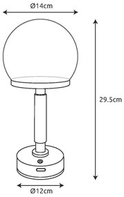 Lampă LED tactilă reîncărcabilă de masă Globo 21034SI HAKU LED/2,5W/5V 2800K argintiu