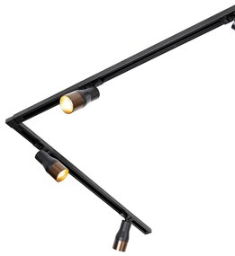 Sistem de iluminat cu șină modern cu 5 spoturi negru cu bronz închis monofazat - Iconic Kohua