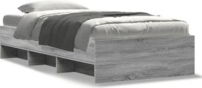 vidaXL Cadru de pat, gri sonoma, 75x190 cm, lemn prelucrat