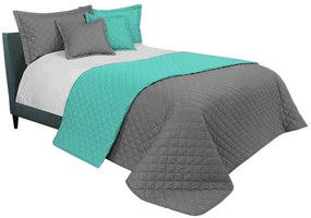 Cuvertură de pat gri mentol pentru pat dublu 220 x 240 cm