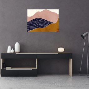Tablou pe sticlă - Soarele deasupra munților (70x50 cm)