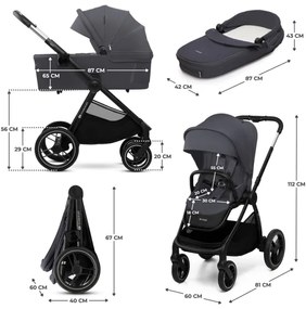 Cărucior de copii combinat 2 în 1 KINDERKRAFT NEA 2 Dark grey