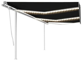 vidaXL Copertină retractabilă manual cu LED, antracit, 6x3 m