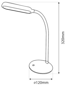 Lampă LED flexibilă tactilă dimabilă de masă LED/6W/5V USB 1200 mAh alb