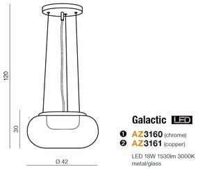 Lustra LED design modern 42cm Galactic copper ZZ AZ3161