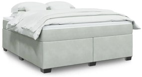 vidaXL Pat box spring cu saltea, gri deschis, 180x200 cm, catifea