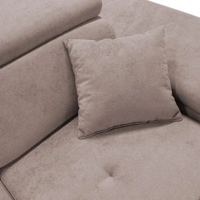 Colțar extensibil CASTELO în formă de L, cu spațiu de depozitare, cu șezlong pe partea dreaptă, bej