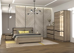 Dormitor Zeneva, Culoare Sonoma Trufa cu Wenge Magia